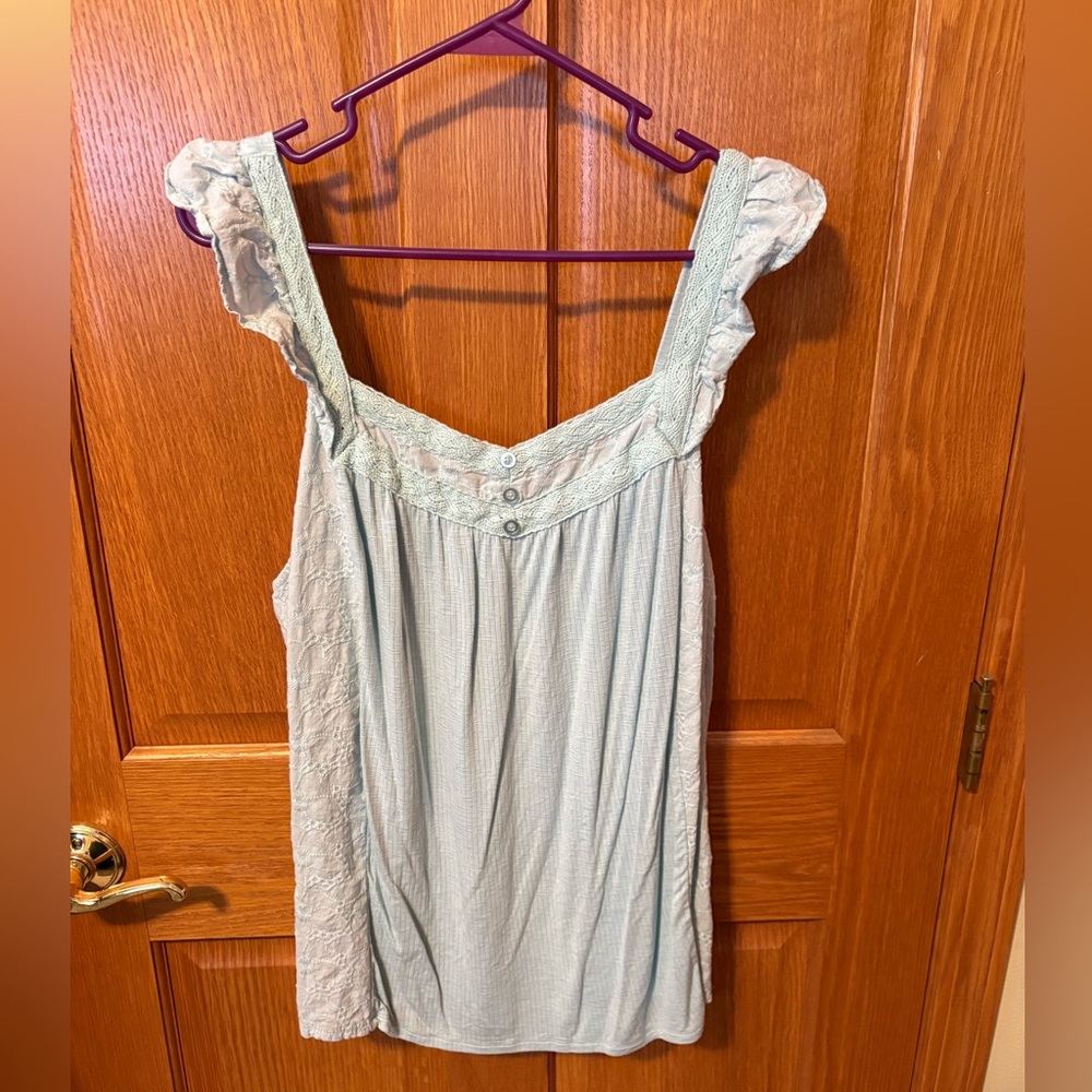 Maurices Soft Blue Top with Lace Detail